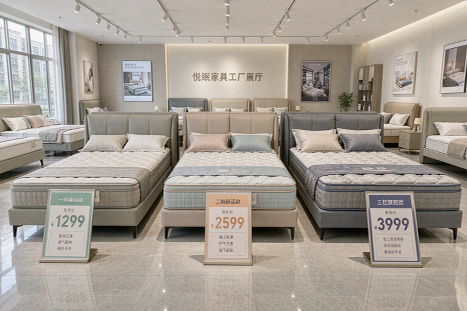 刚总家具床垫三档展厅陈列