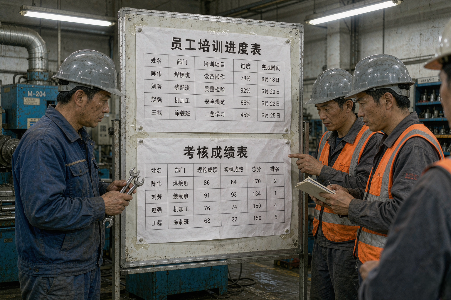 车间公告栏培训进度考核表
